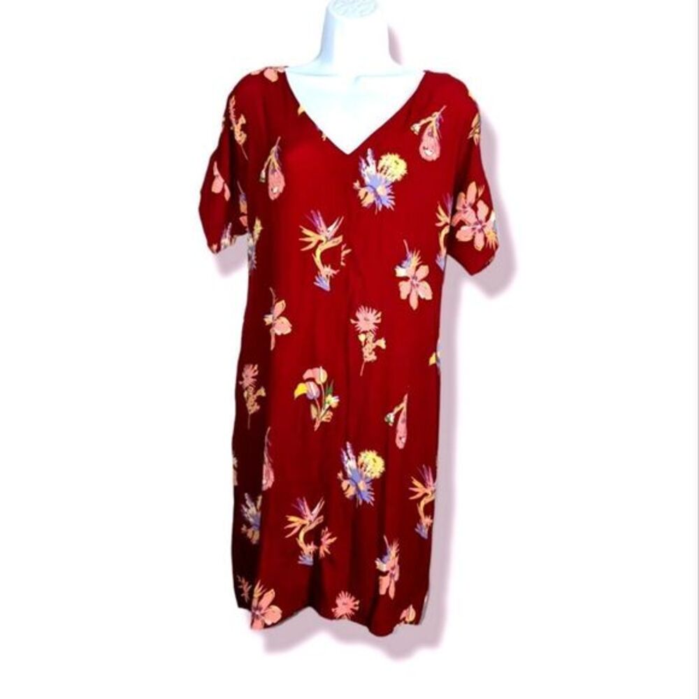 Madewell Fall Maroon Floral Dress Size XS Please see measurements ↙️